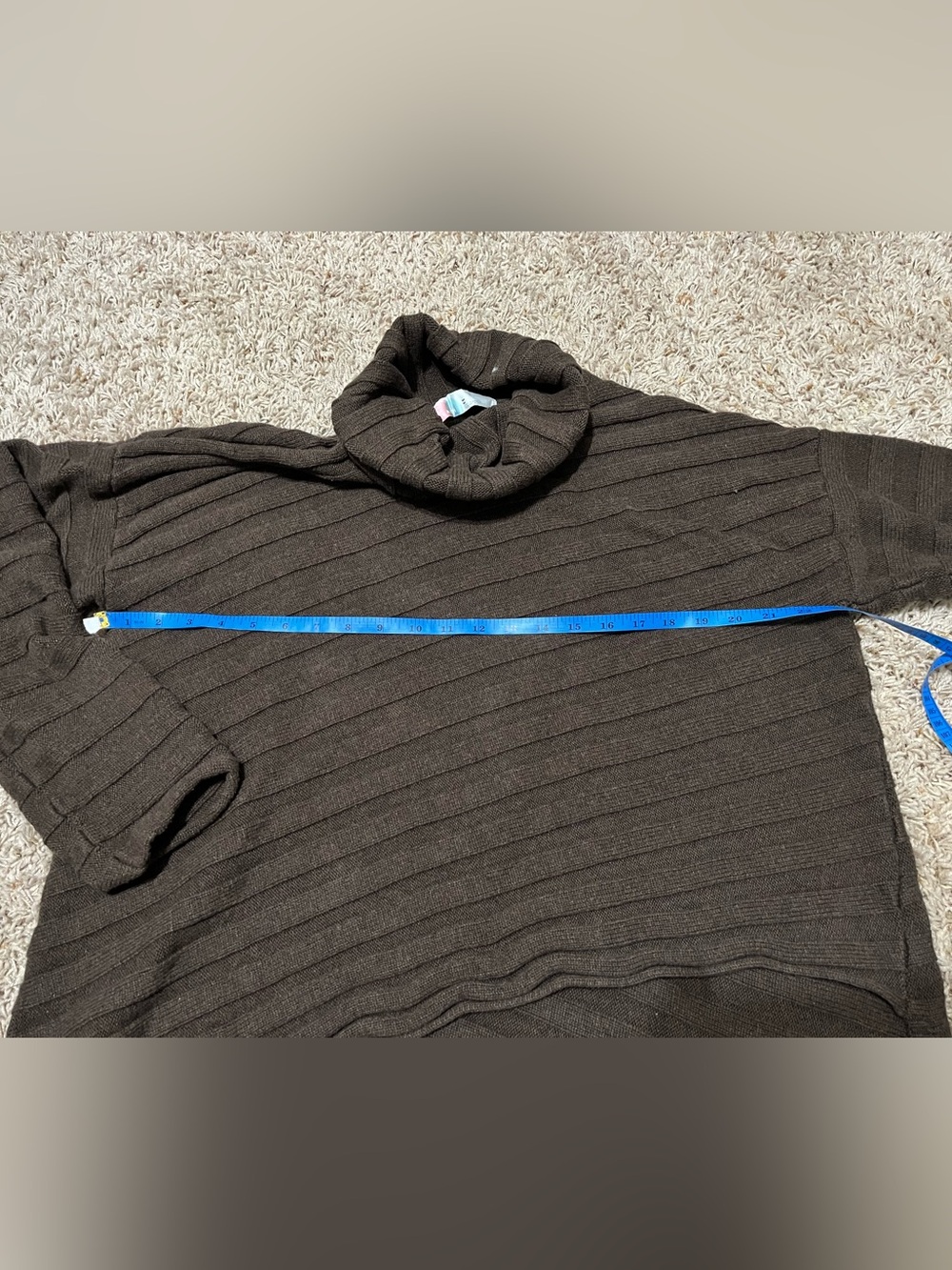 Free Peoplel Beach Chocolate Brown Thick Knit 100% Cotton Asymmetric Sweater Med - Picture 7 of 9
